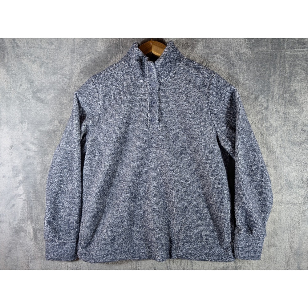 Eddie Bauer Women's Medium Blue Quarter Zip Pullover Sweater Fleece‎ Jacket vtg